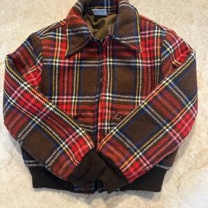 Vintage kids plaid zip up coat